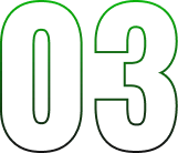 Green outlined number 03 on black background